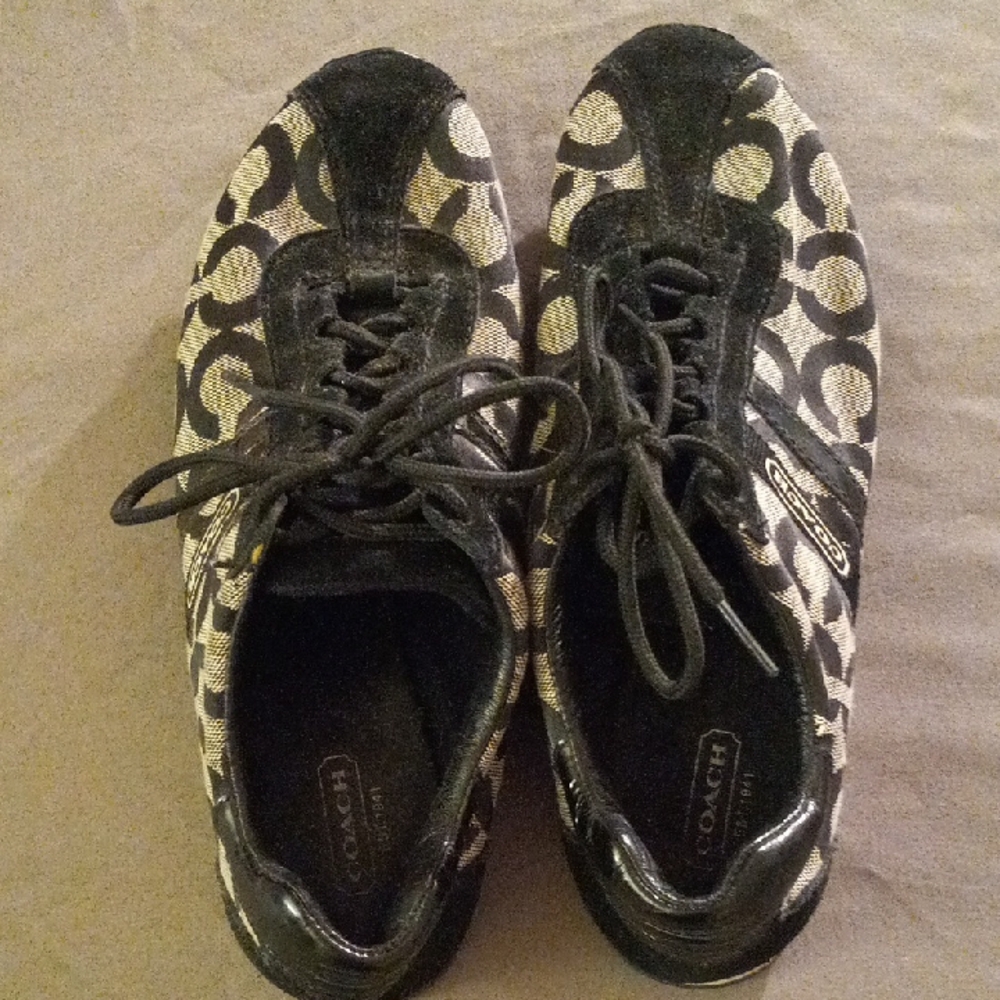 Coach Monogram Black and Cream Sneakers